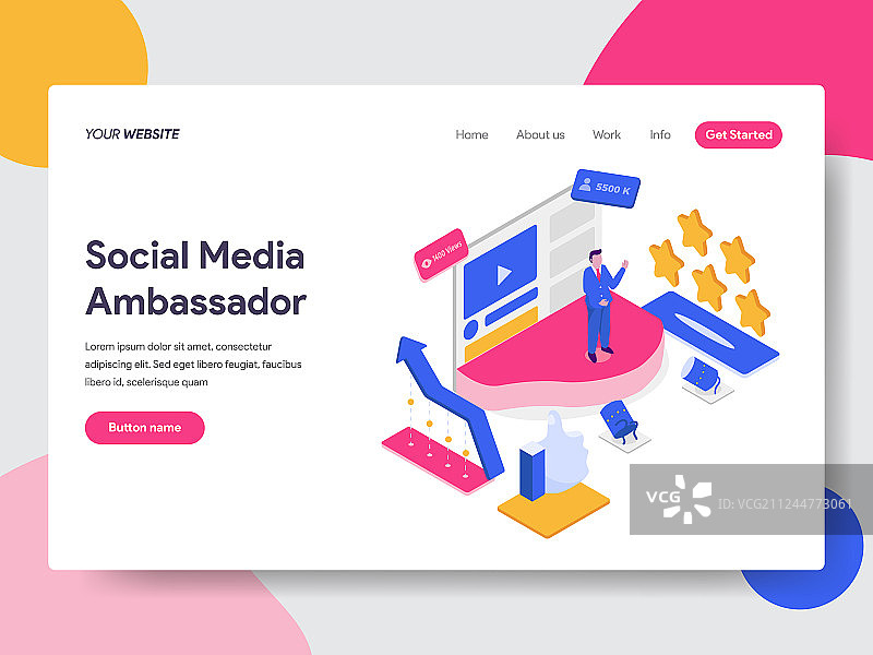 社交媒体大使着陆页模板图片素材