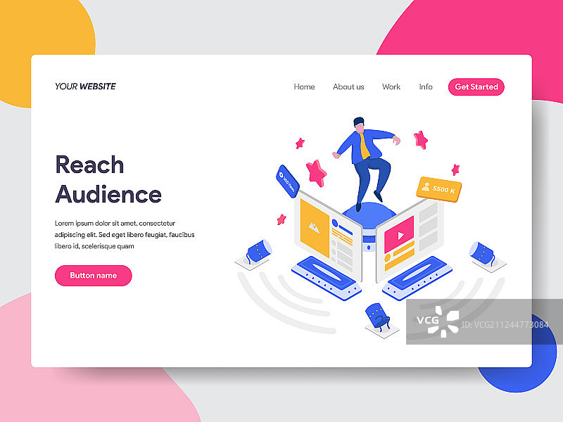 社交媒体推广着陆页模板图片素材