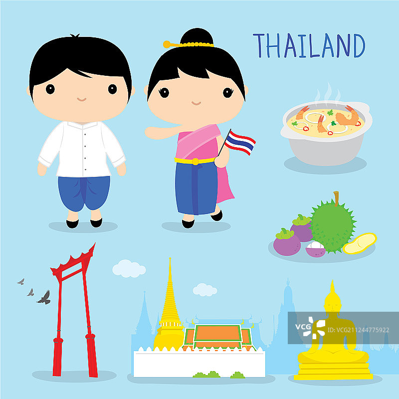 泰国传统美食旅游亚洲卡通图片素材