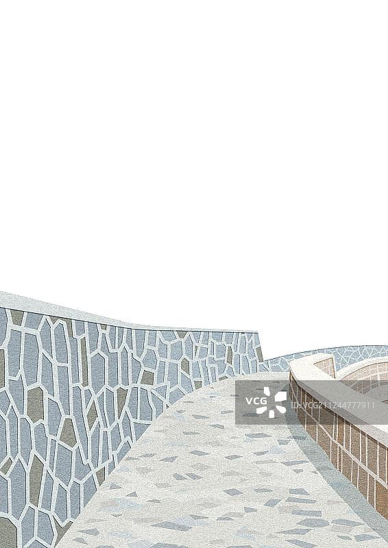 石子路石桥地面风景扁平风图片素材