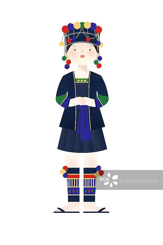 少数民族哈尼族民族服饰插画元素图片素材