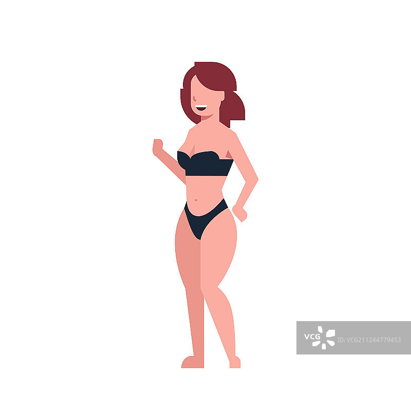 白色背景上跳舞的黑色泳衣比基尼女人图片素材