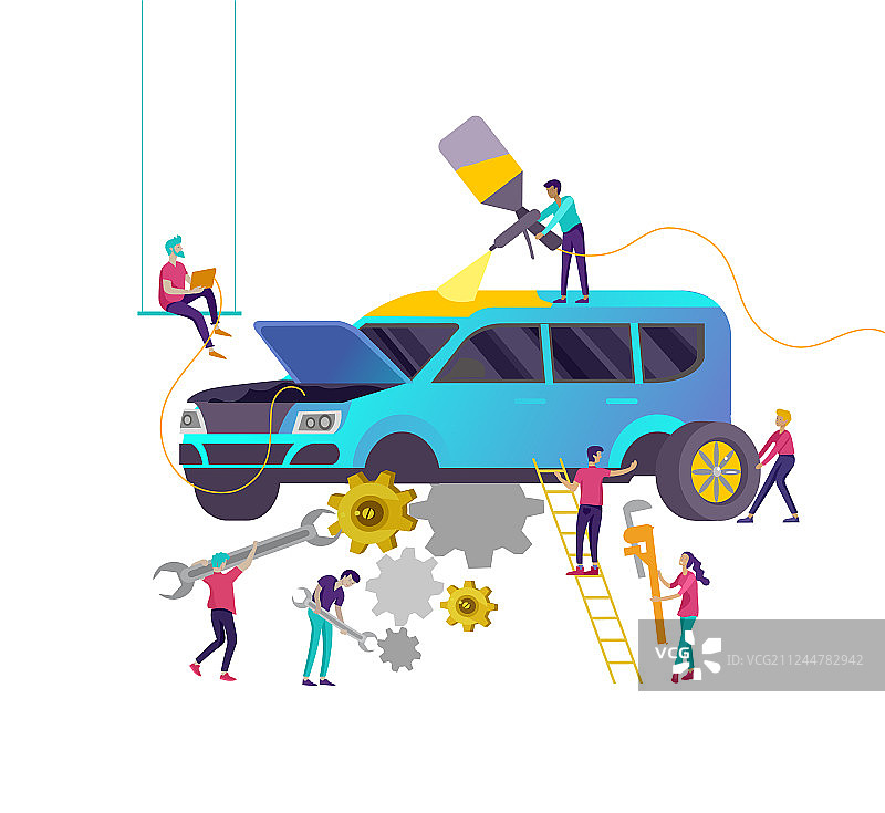 汽车维修服务卡通人物图片素材
