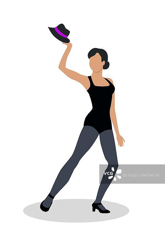 戴帽子的黑紧身裤爵士舞者图片素材