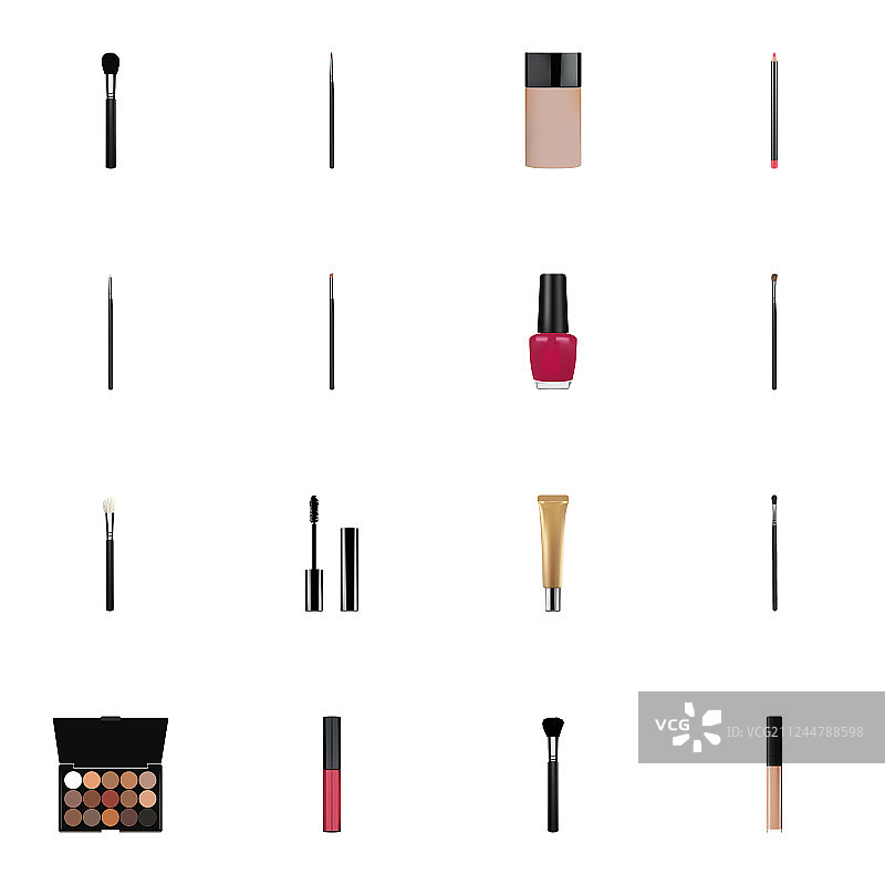 逼真睫毛墨水轮廓造型套装刷图片素材