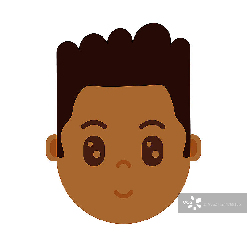 具有面部表情头像的非洲男孩头部图片素材