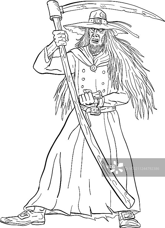 手持镰刀的墓地看守者安寇黑色绘画图片素材