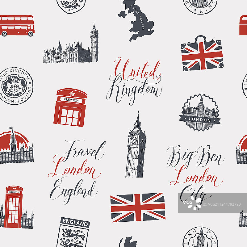 英国伦敦主题无缝背景图片素材