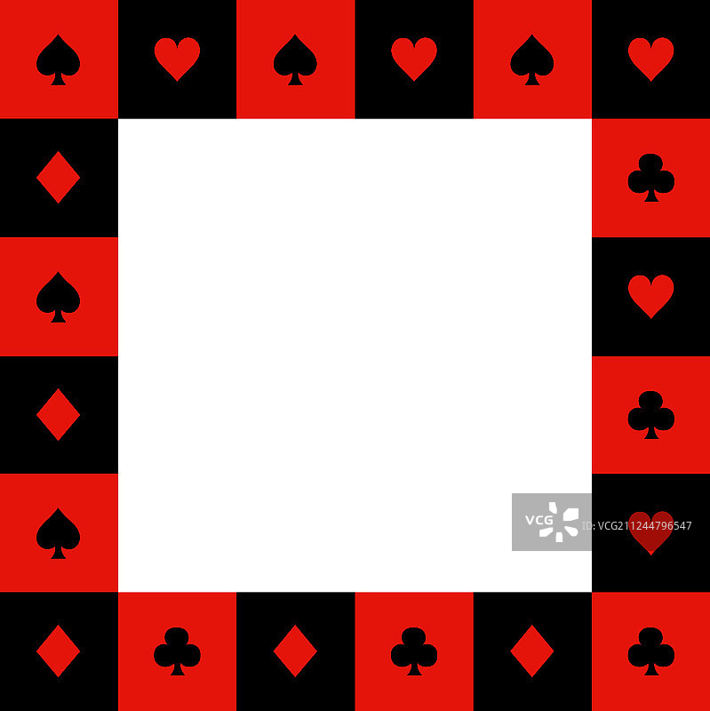 红黑白棋盘扑克牌花色边框图片素材