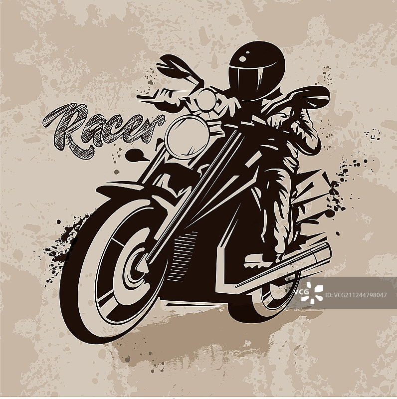 复古风格的摩托车赛车手图片素材