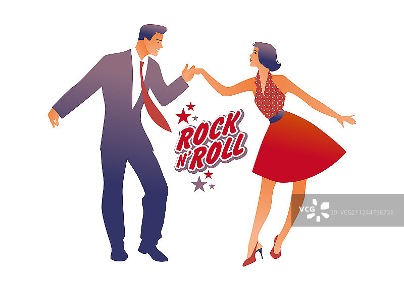 穿着红色复古连衣裙的漂亮女孩图片素材