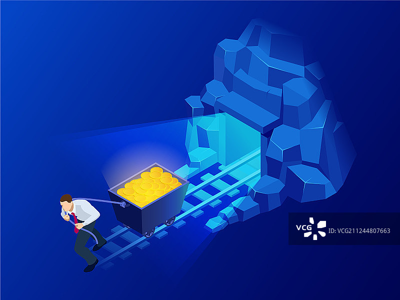 2.5D比特币矿场加密货币图片素材