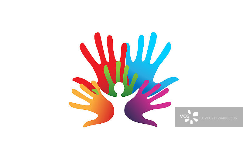 创意彩色手部儿童标志图片素材