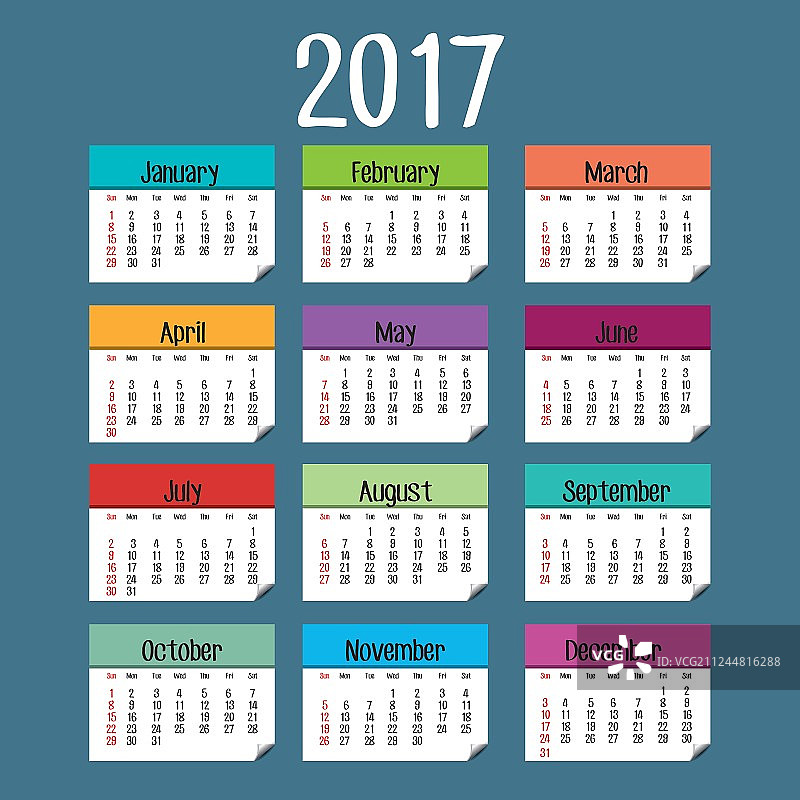 2017年日历模板图标图片素材