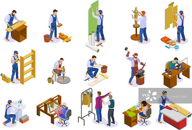工匠工作2.5D素材图片素材