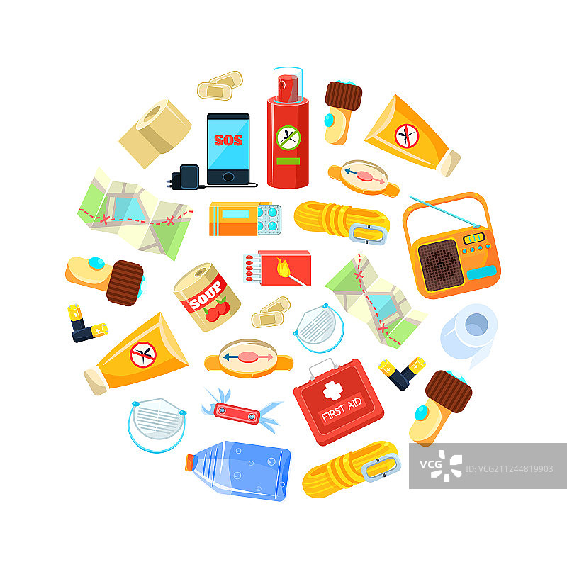 荒野生存套装旅行必需品图片素材