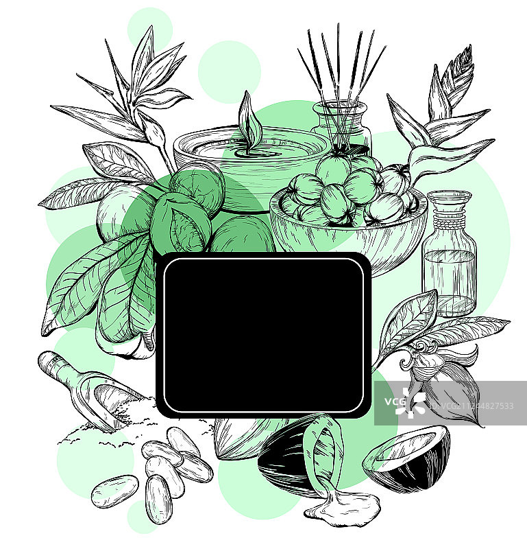 热带风格水疗护理产品框架图片素材