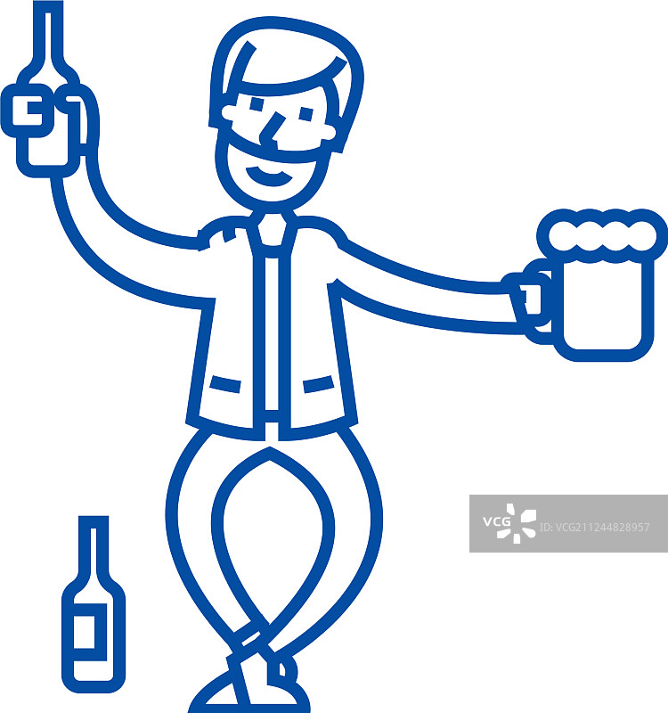 醉酒男人线条图标概念图片素材