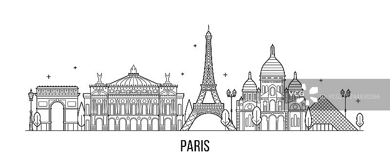 法国巴黎城市天际线建筑图片素材