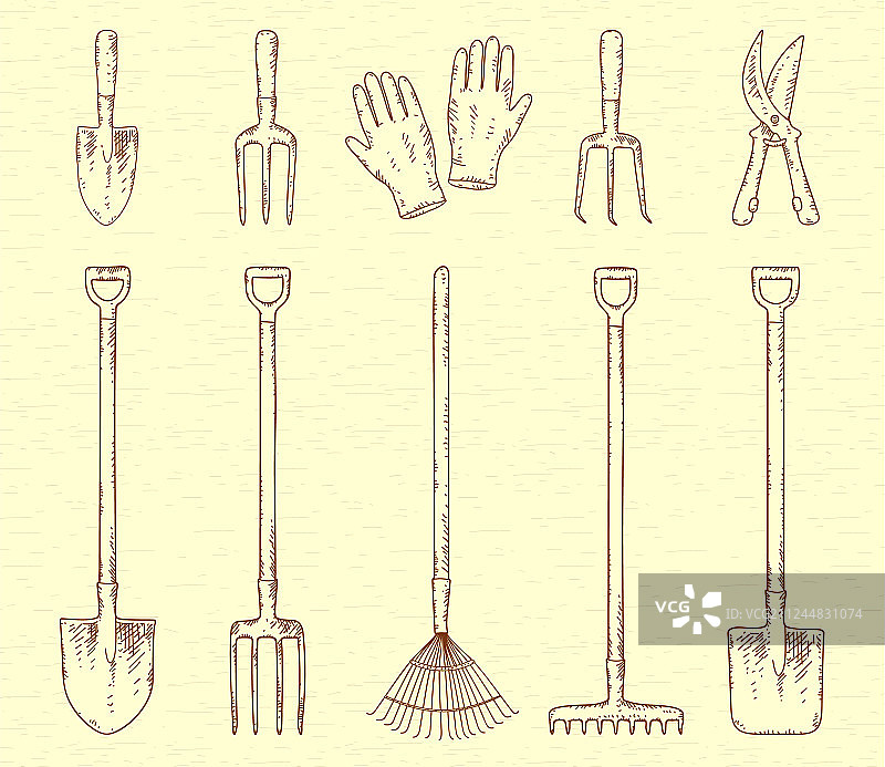 园艺工具套装图片素材