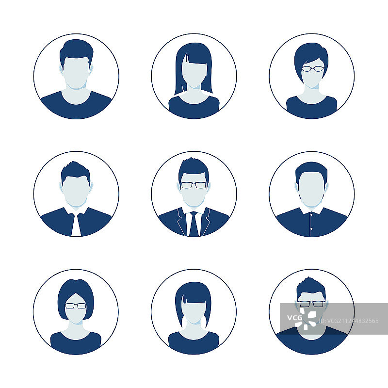 默认头像图标集：男人与女人图片素材