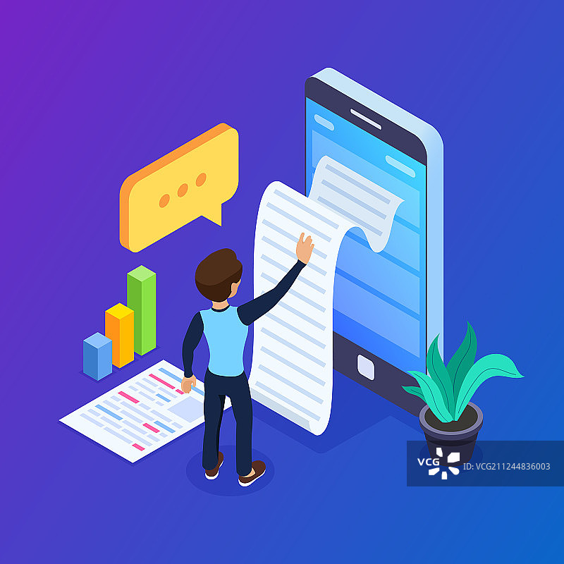 2.5D统计数据概念通知图片素材