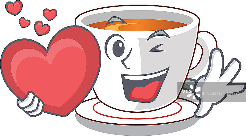 爱心杯薄荷茶卡通形象图片素材