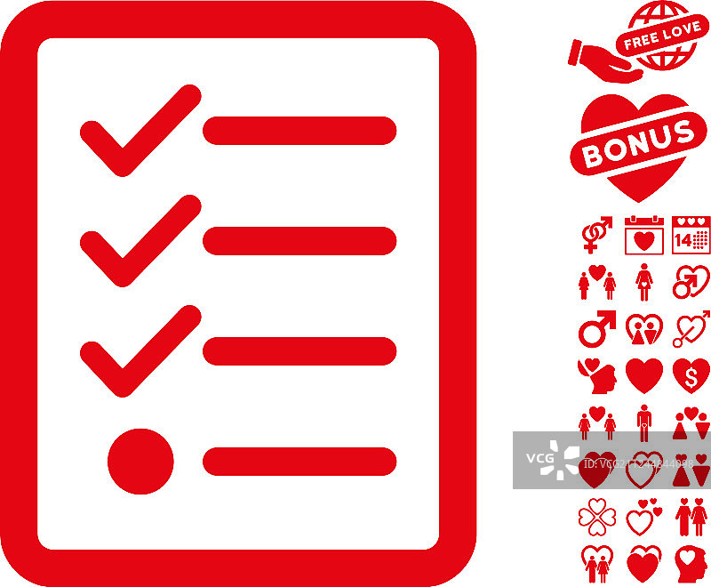 带有约会奖励的清单图标图片素材