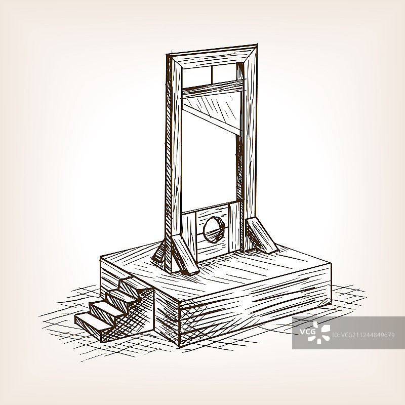 断头台素描风格图片素材