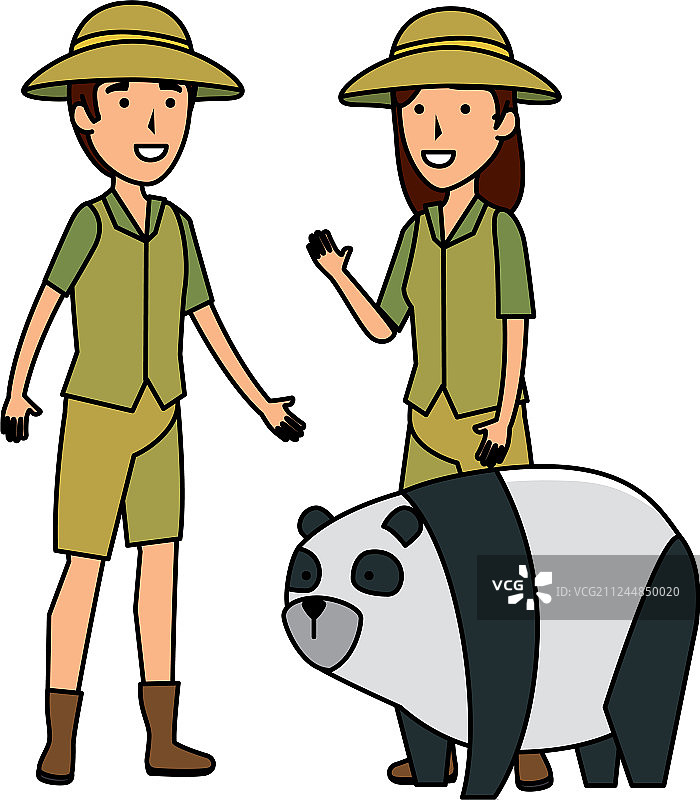 动物园工人与熊猫图片素材