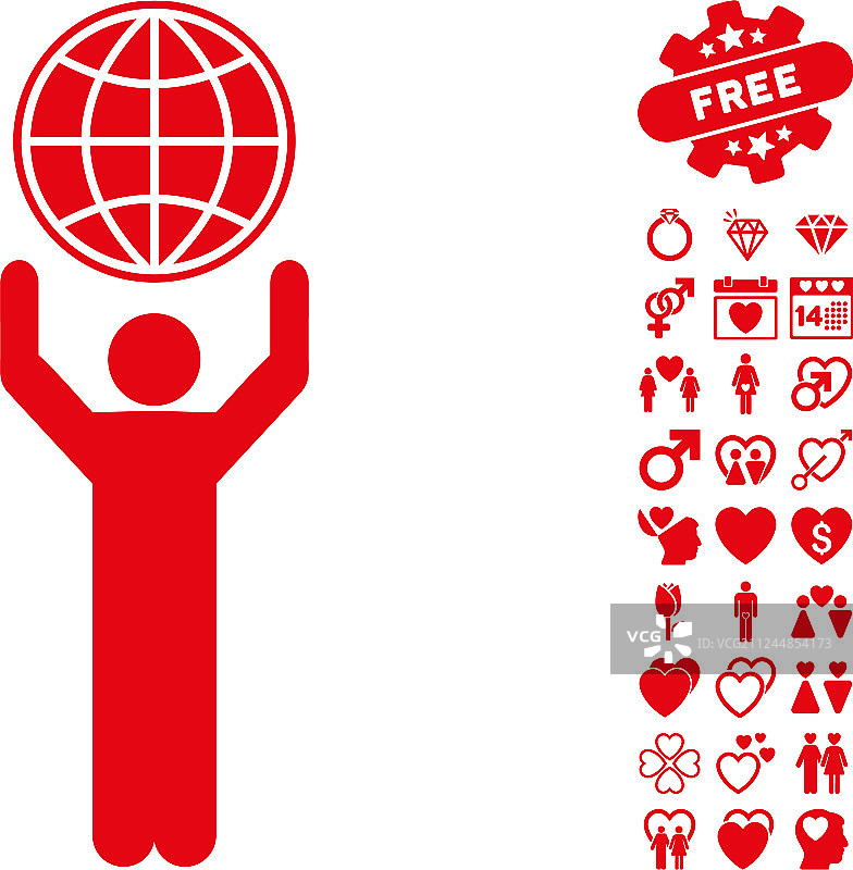带有情人节奖励的全球化图标图片素材