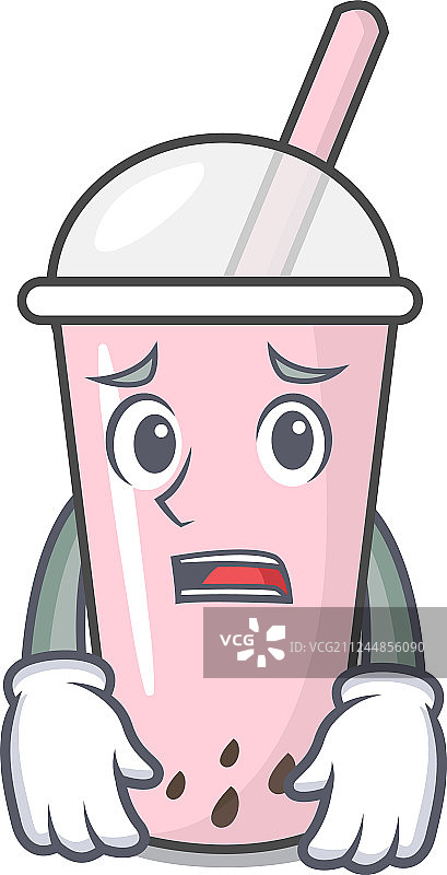 害怕的覆盆子奶茶卡通人物图片素材