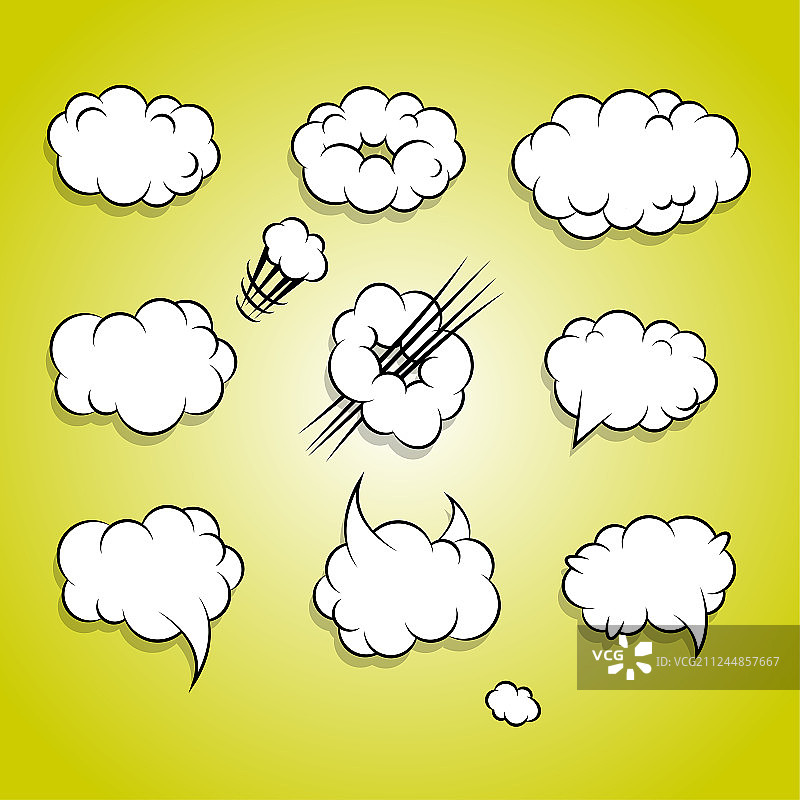 漫画书卡通云朵气球套装图片素材