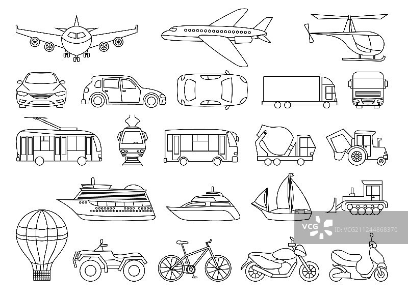 玩具交通工具填色书素材图片素材