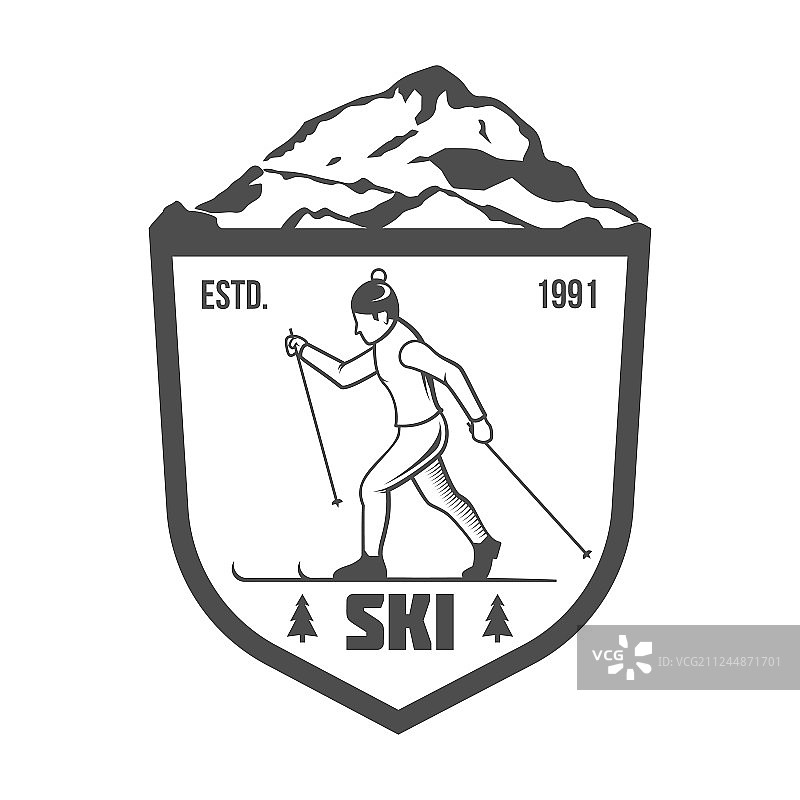复古滑雪标签徽章和设计元素图片素材