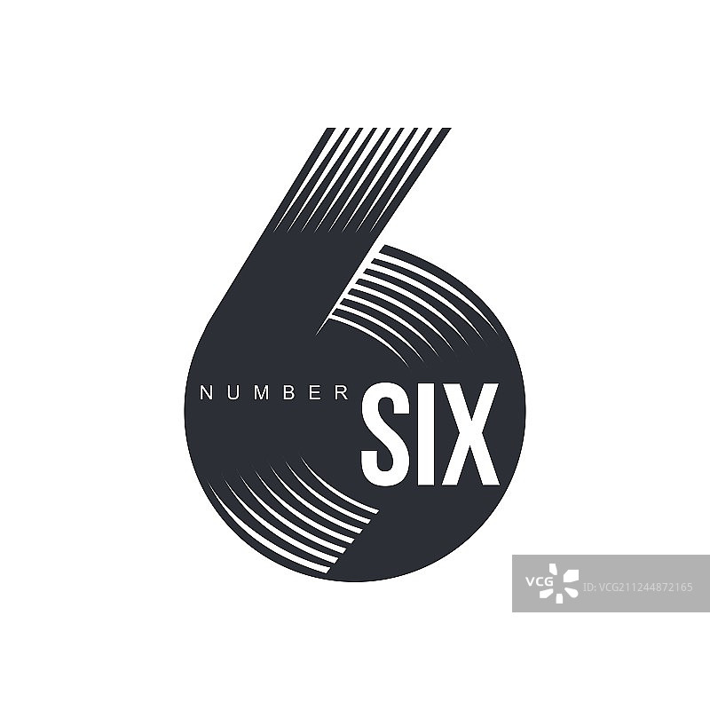 黑白数字6标志图片素材