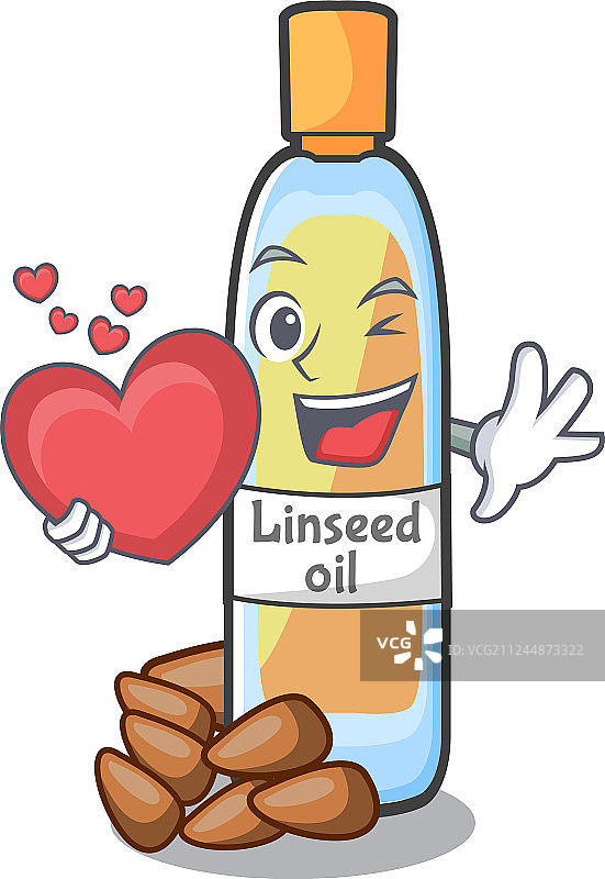 卡通玻璃瓶装亚麻籽油图片素材