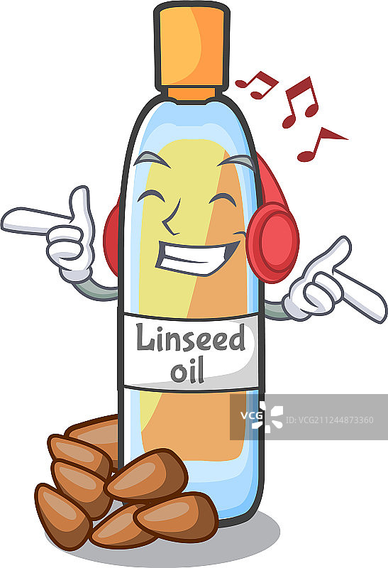 听音乐的卡通玻璃杯亚麻籽油图片素材