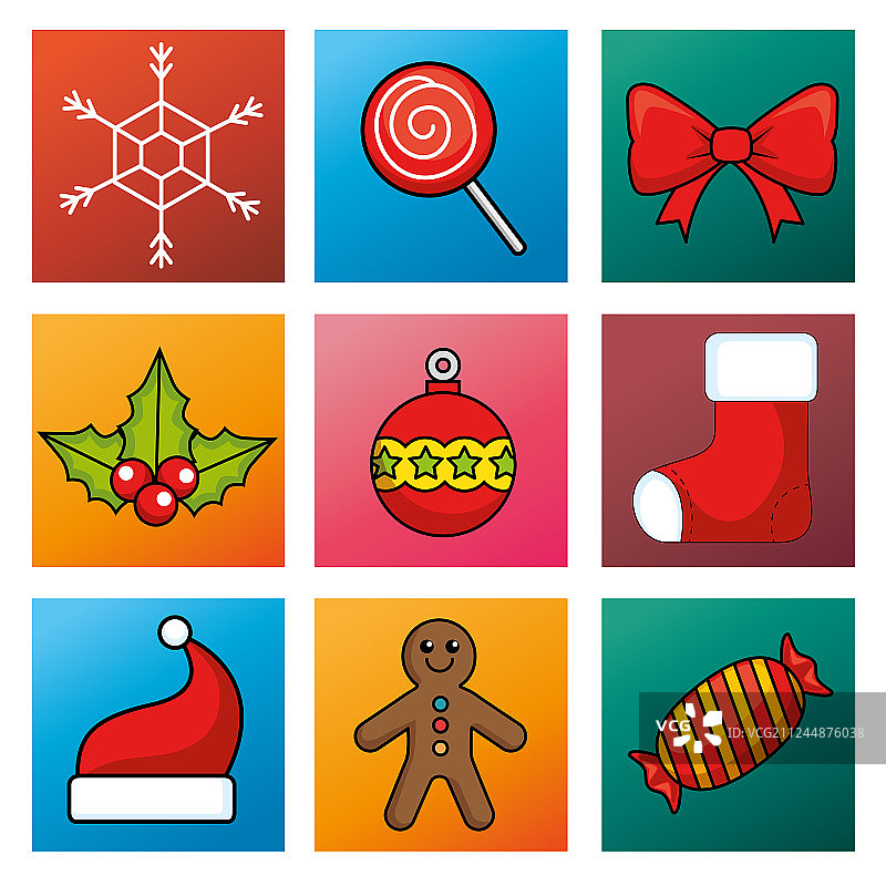 圣诞节假日装饰套装图片素材