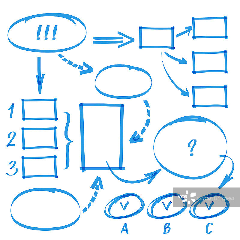 马克笔手绘图表思维导图元素图片素材