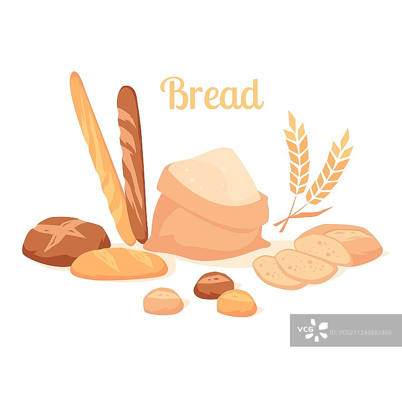 白色背景上的孤立面包图片素材