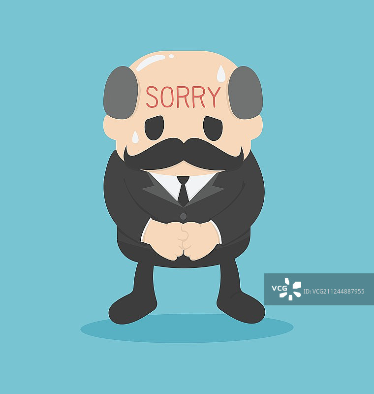 商务男士额头写着“对不起”图片素材