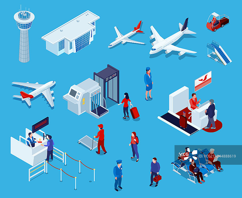 机场2.5D图标合集图片素材