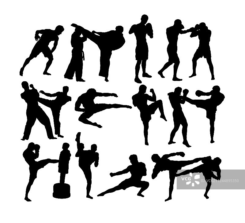 泰拳剪影图片素材