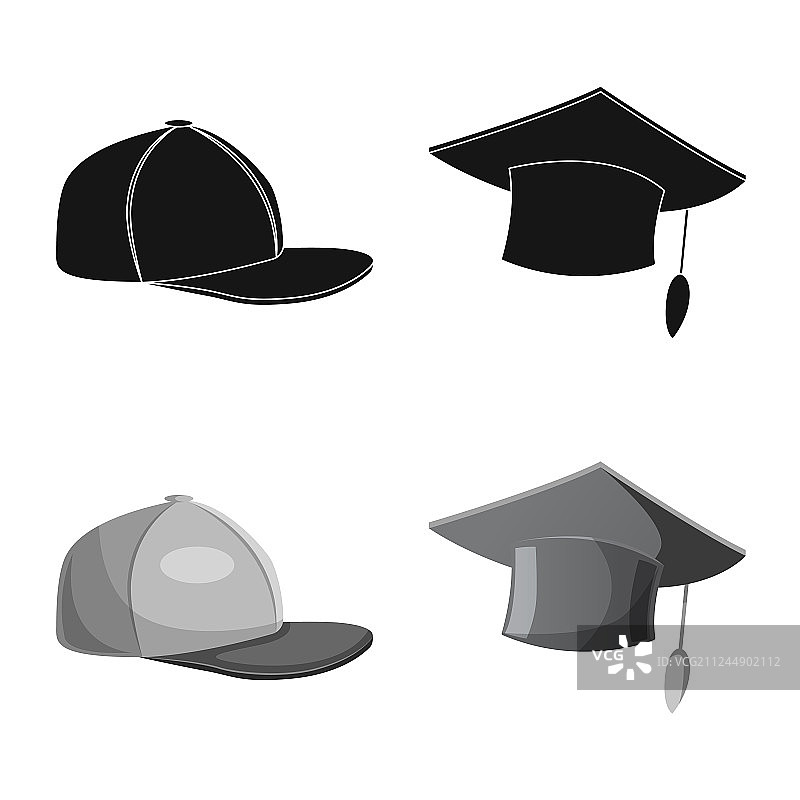 头饰和帽子图标合集的独立元素图片素材