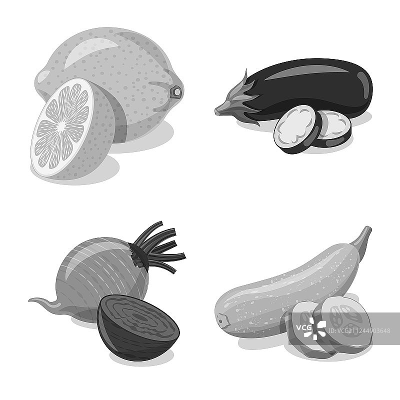 蔬菜和水果图标集图片素材