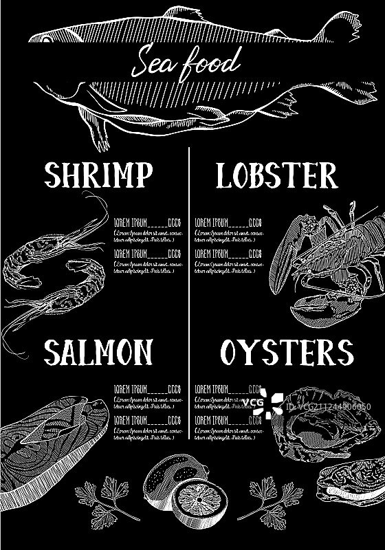 海鲜餐厅菜单设计图片素材
