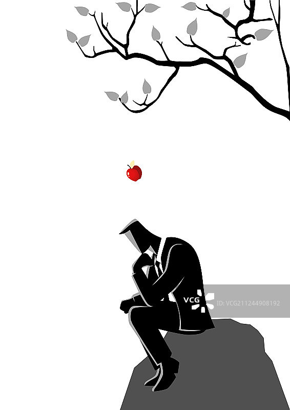 苹果掉落启发思考图片素材