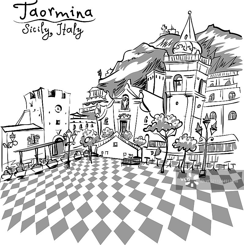 意大利西西里陶尔米纳四月九日广场图片素材