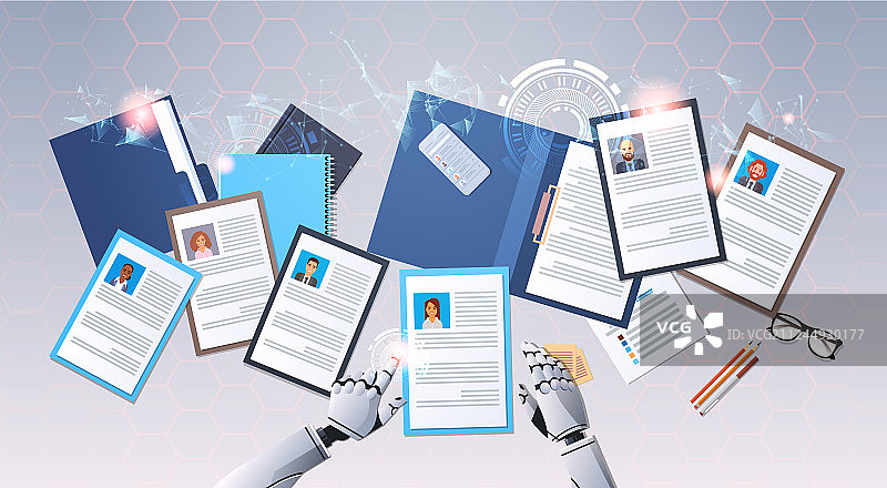 机器人手臂选择简历，商务人士图片素材